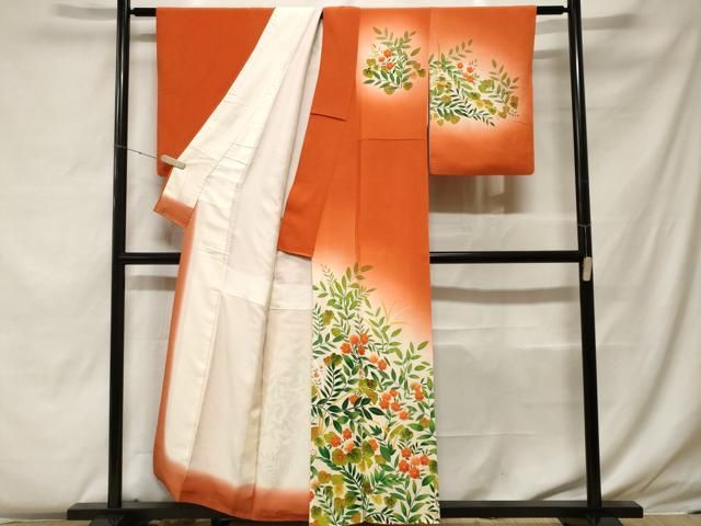 平和屋着物■訪問着　草花文　暈し染め　鬼しぼ縮緬　正絹　逸品　CABF4220ev 平和屋着物□訪問着 草花文 暈し染め 鬼しぼ縮緬 正絹 逸品 CABF4220ev