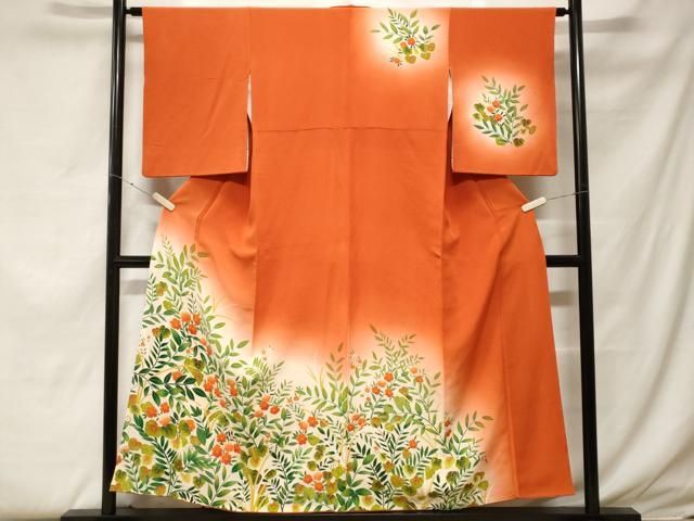 平和屋着物■訪問着　草花文　暈し染め　鬼しぼ縮緬　正絹　逸品　CABF4220ev 平和屋着物□訪問着 草花文 暈し染め 鬼しぼ縮緬 正絹 逸品 CABF4220ev