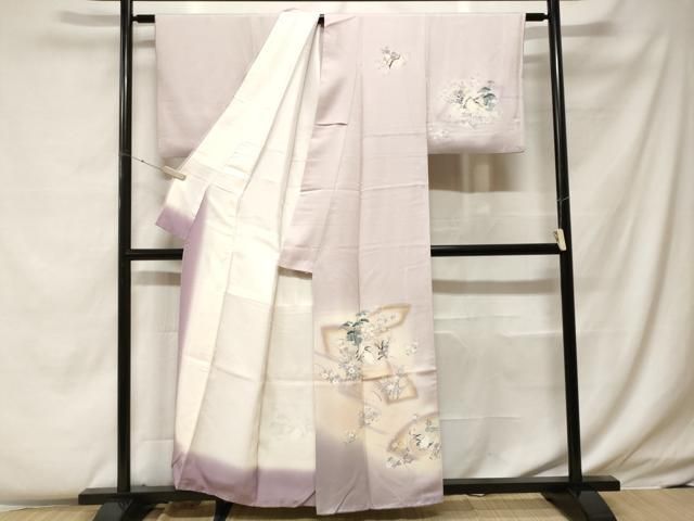 平和屋着物■訪問着　地紙重ね白鷺枝花文　暈し染め　正絹　逸品　CABF4239ev 平和屋着物□訪問着 地紙重ね白鷺枝花文 暈し染め 正絹 逸品