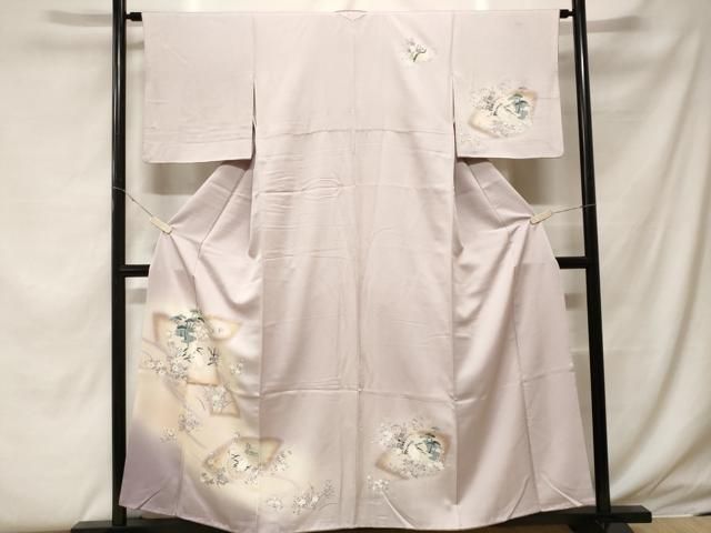 平和屋着物■訪問着　地紙重ね白鷺枝花文　暈し染め　正絹　逸品　CABF4239ev 平和屋着物□訪問着 地紙重ね白鷺枝花文 暈し染め 正絹 逸品