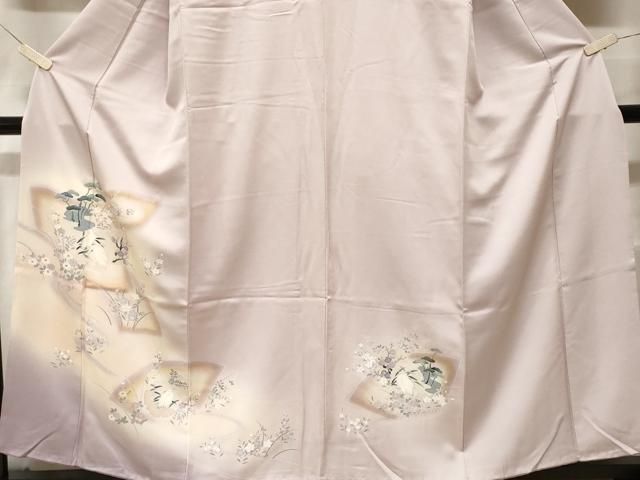 平和屋着物■訪問着　地紙重ね白鷺枝花文　暈し染め　正絹　逸品　CABF4239ev 平和屋着物□訪問着 地紙重ね白鷺枝花文 暈し染め 正絹 逸品