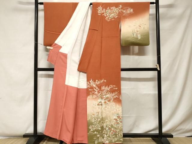 平和屋着物■訪問着　人物御所解文　暈し染め　金彩　正絹　逸品　CABF4323ev 平和屋着物□訪問着 駒刺繍 御所解文 暈し染め 金彩 鬼しぼ縮緬 正絹