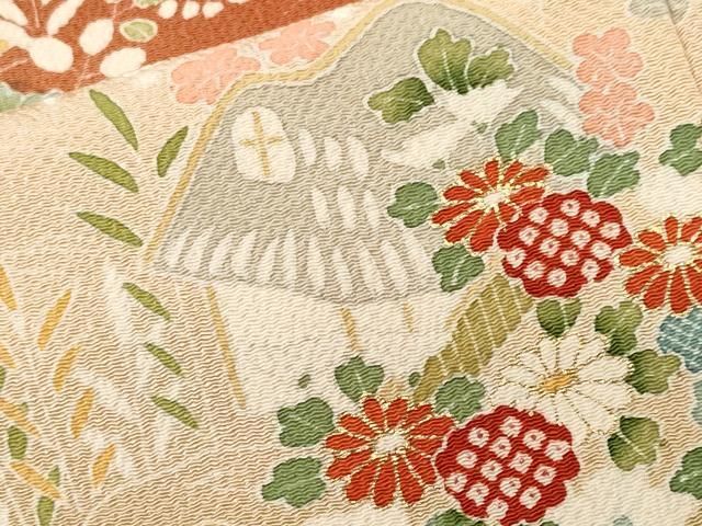 平和屋着物■訪問着　駒刺繍　御所解文　暈し染め　金彩　鬼しぼ縮緬　正絹　逸品　CABF4246ev 平和屋着物□訪問着 駒刺繍 御所解文 暈し染め 金彩 鬼しぼ縮緬 正絹