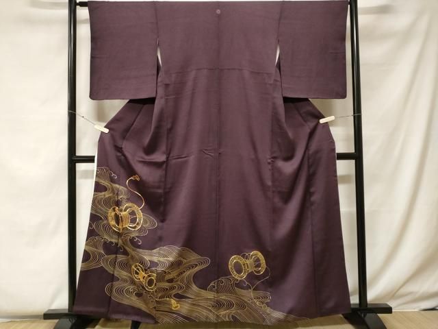 平和屋着物■豪華色留袖　駒刺繍　立波鼓花文　金彩　正絹　逸品　CABF4247ev 平和屋着物□豪華色留袖 駒刺繍 立波鼓花文 金彩 正絹 逸品 CABF4247ev
