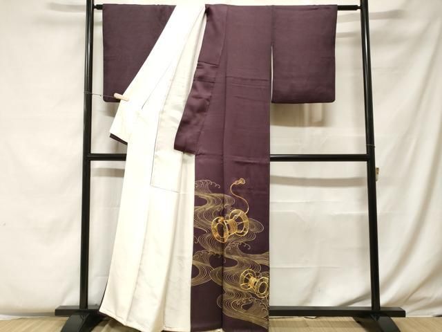 平和屋着物■豪華色留袖　駒刺繍　立波鼓花文　金彩　正絹　逸品　CABF4247ev 平和屋着物□豪華色留袖 駒刺繍 立波鼓花文 金彩 正絹 逸品 CABF4247ev