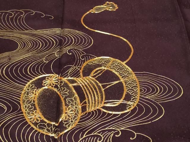 平和屋着物■豪華色留袖　駒刺繍　立波鼓花文　金彩　正絹　逸品　CABF4247ev 平和屋着物□豪華色留袖 駒刺繍 立波鼓花文 金彩 正絹 逸品 CABF4247ev