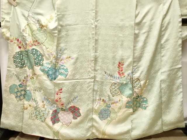 平和屋着物■豪華振袖　駒刺繍　桐吉祥花文　暈し染め　金銀彩　正絹　逸品　CABF4249ev 平和屋着物□豪華振袖 駒刺繍 桐吉祥花文 暈し染め 金銀彩 正絹 逸品