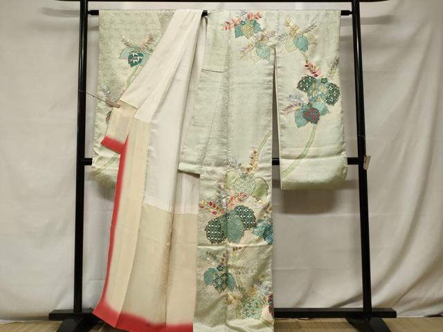 平和屋着物■豪華振袖　駒刺繍　桐吉祥花文　暈し染め　金銀彩　正絹　逸品　CABF4249ev 平和屋着物□豪華振袖 駒刺繍 桐吉祥花文 暈し染め 金銀彩 正絹 逸品