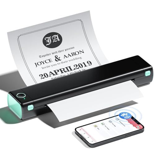 Phomemo M08F モバイルプリンター 無線サーマルプリンター Bluetoothポータブルプリンター A4 熱転写 スマホ対応 PC対応 210mm×297mm A4感熱紙対応 ビジネスと家庭に適している 黒と緑| 75eebb7e