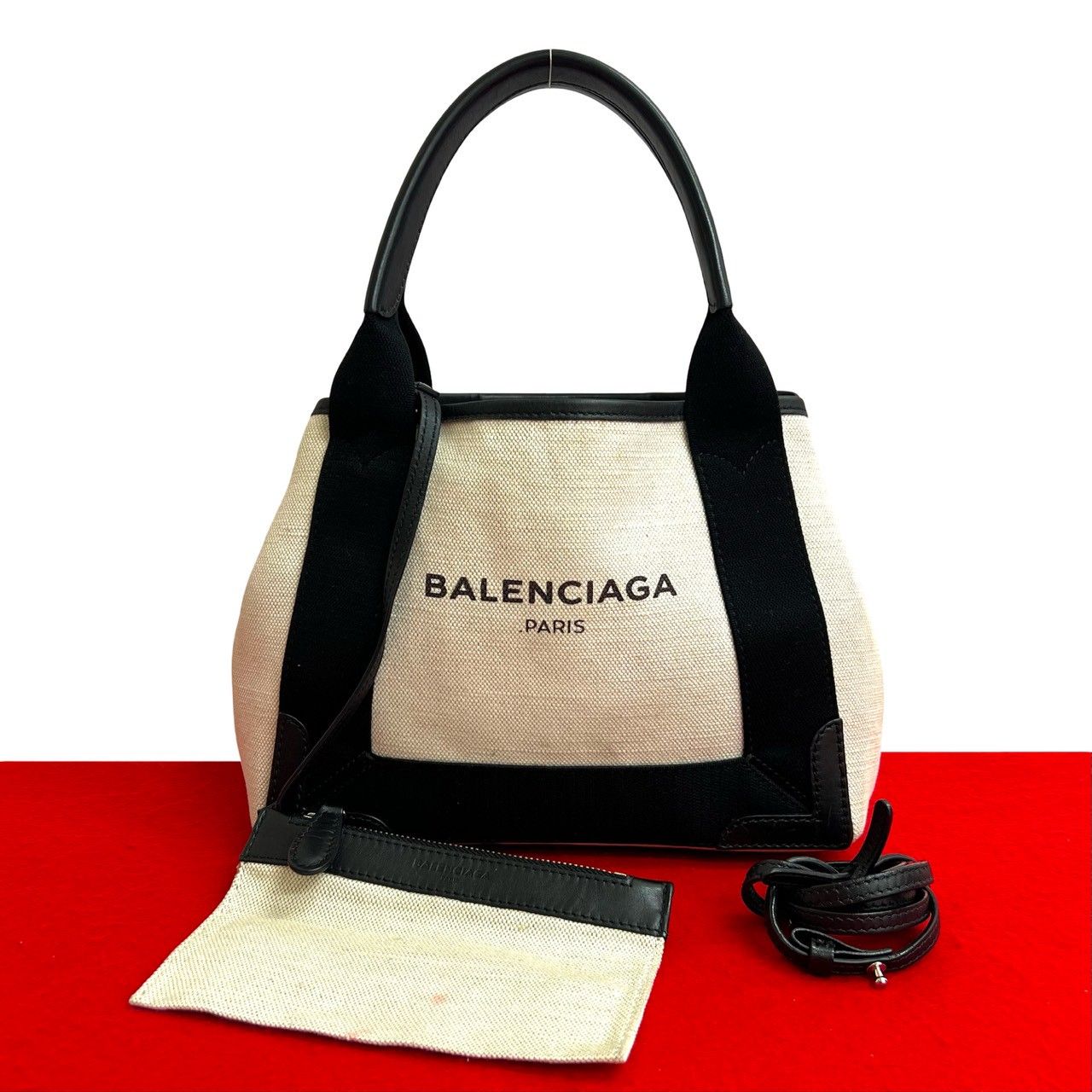 美品】BALENCIAGA バレンシアガ ネイビーカバスS エクスクルーシブ 