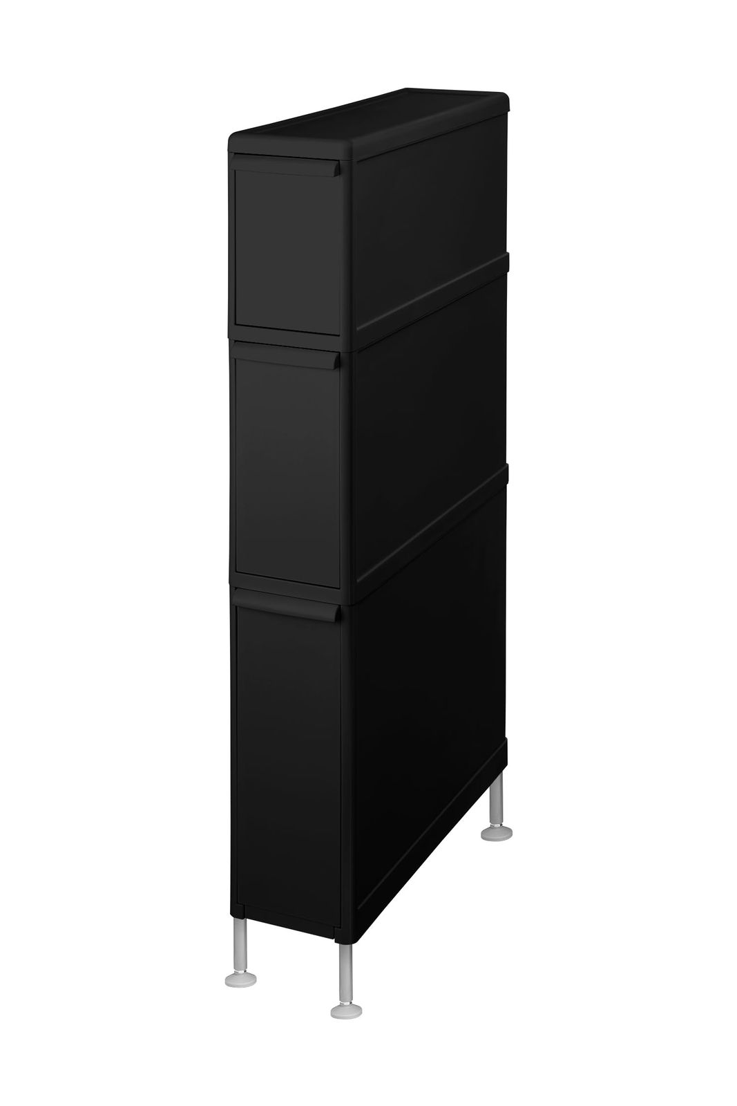 特価商品 ライクイット (like-it) ランドリー 収納 すき間 引出し スーパースリム 3段 約幅14x奥46.5x高82cm オールブラック 日本製 FTS-111LA(アジャスター付き) 洗濯機 横 スペース 隙間収納
