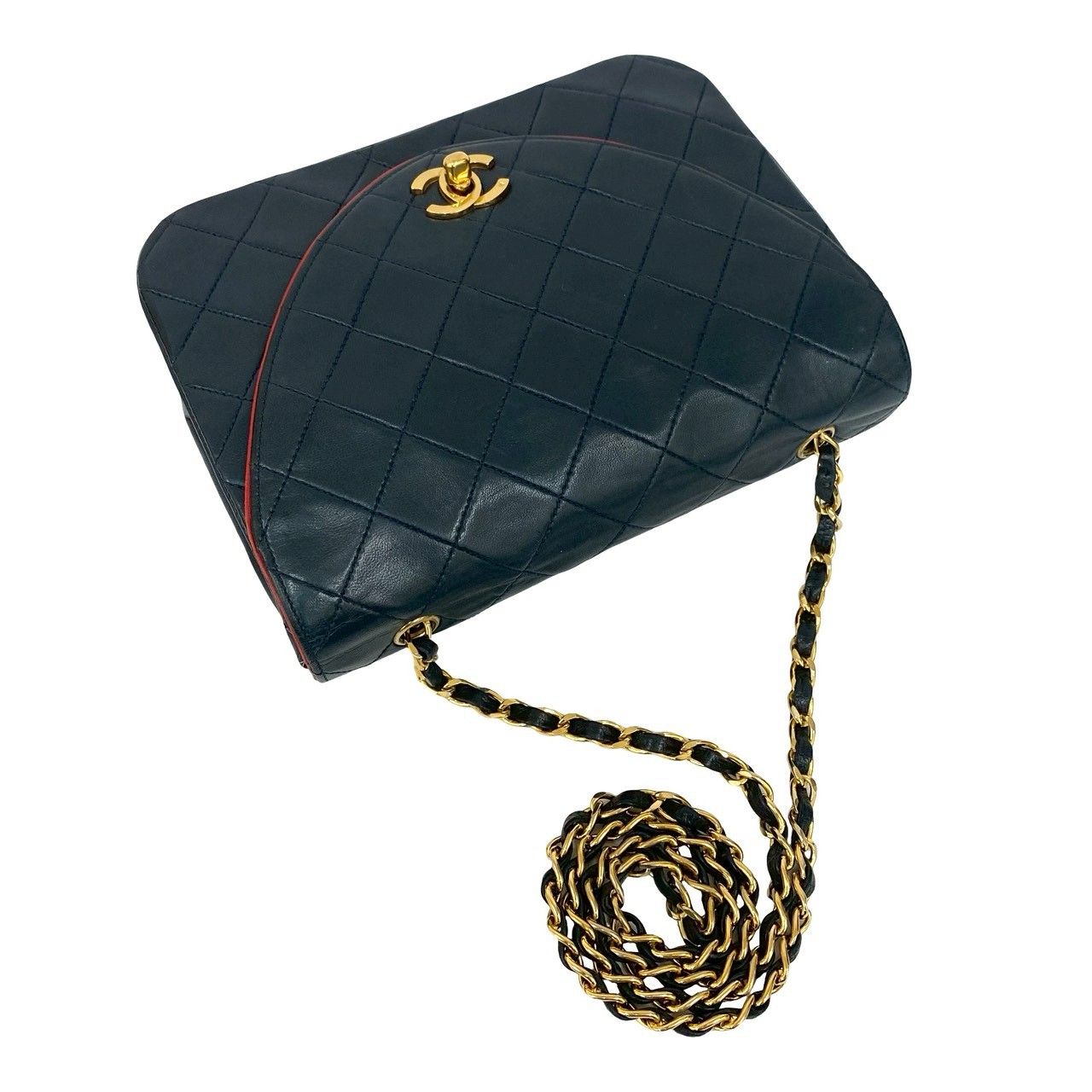 極 美品 シール有 0番台 CHANEL シャネル マトラッセ ココマーク ラムスキン ショルダーバッグ ネイビー レッド バイカラー 37491 極 美品 シール有 0番台 CHANEL シャネル マトラッセ ココマーク