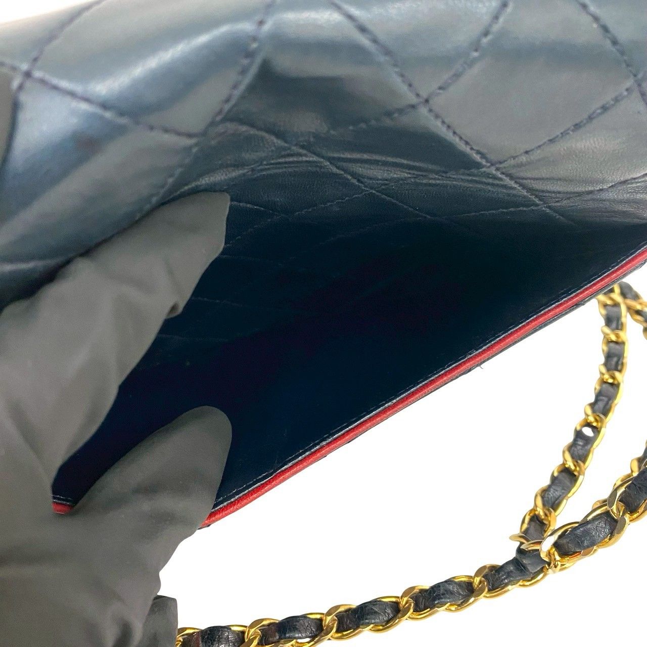 極 美品 シール有 0番台 CHANEL シャネル マトラッセ ココマーク ラムスキン ショルダーバッグ ネイビー レッド バイカラー 37491 極 美品 シール有 0番台 CHANEL シャネル マトラッセ ココマーク