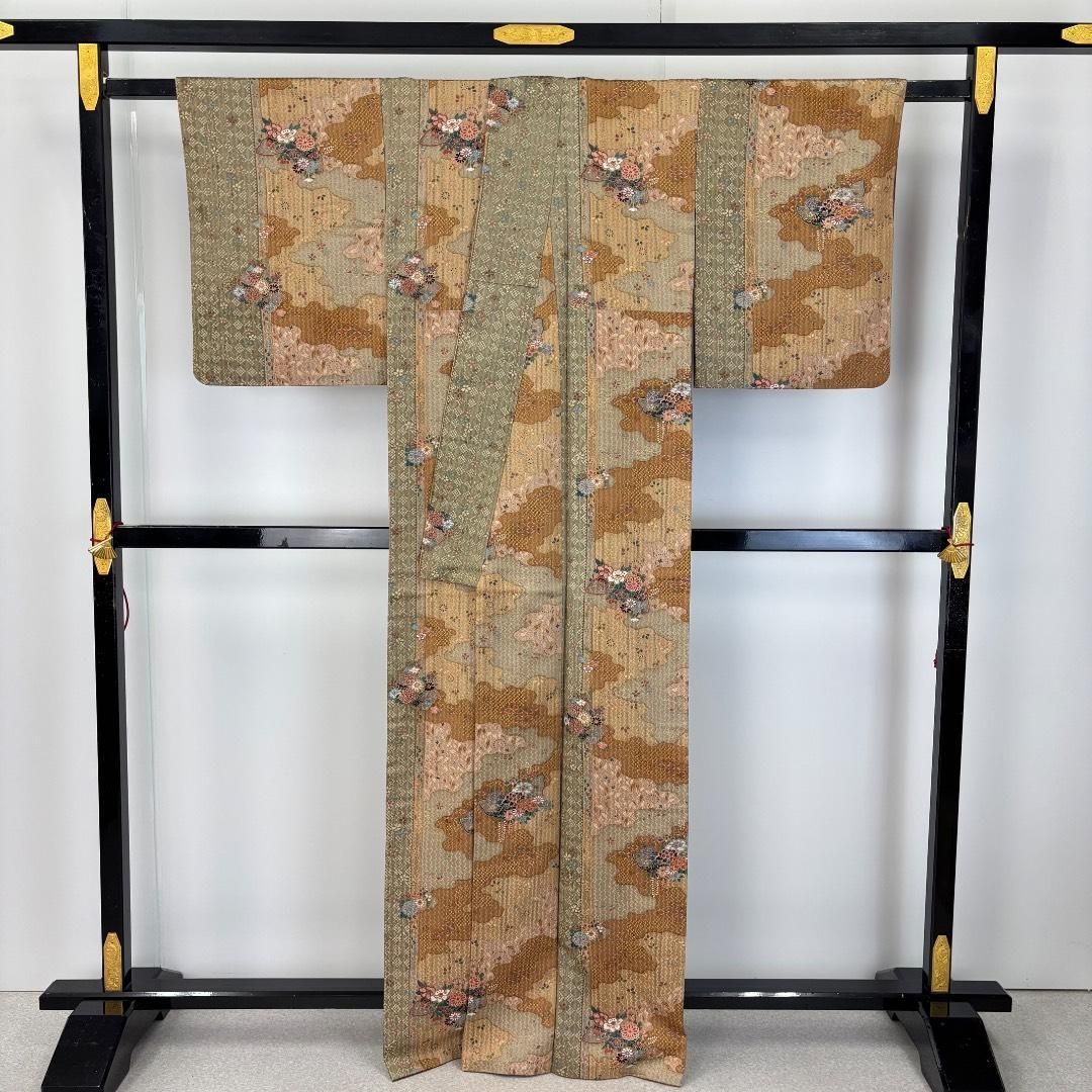 小紋 道長取りに花模様 七宝柄 薄浮草色 K-5885 小紋 道長取りに花模様 七宝柄 薄浮草色 K-5885 - メルカリ