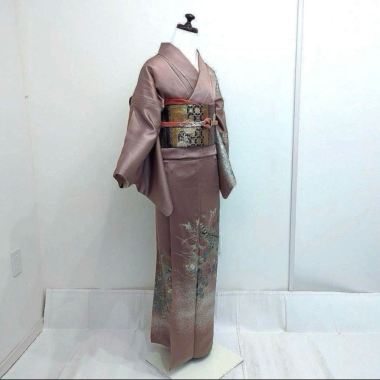 裄67 正絹 訪問着 フルセット 4点 特選美品西陣華紋袋帯 未使用近い 美