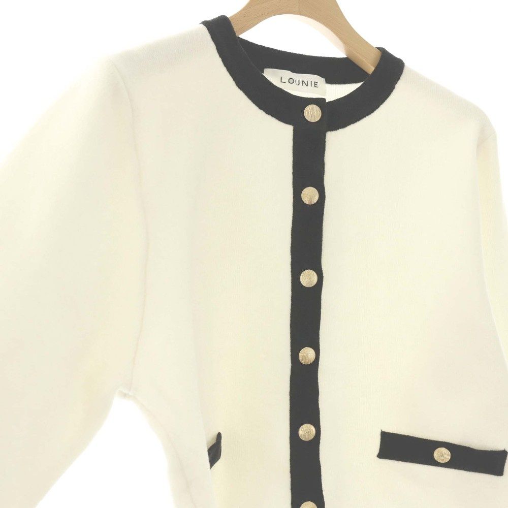 ルーニィ LOUNIE 25AW バイカラーショートカーディガン ニット 長袖 F
