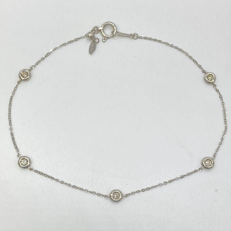 美品】 Pt850 天然ダイヤモンド 0.10ct ステーション ブレスレット 