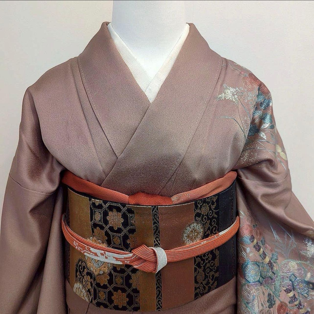 裄67 正絹 訪問着 フルセット 4点 特選美品西陣華紋袋帯 未使用近い 美