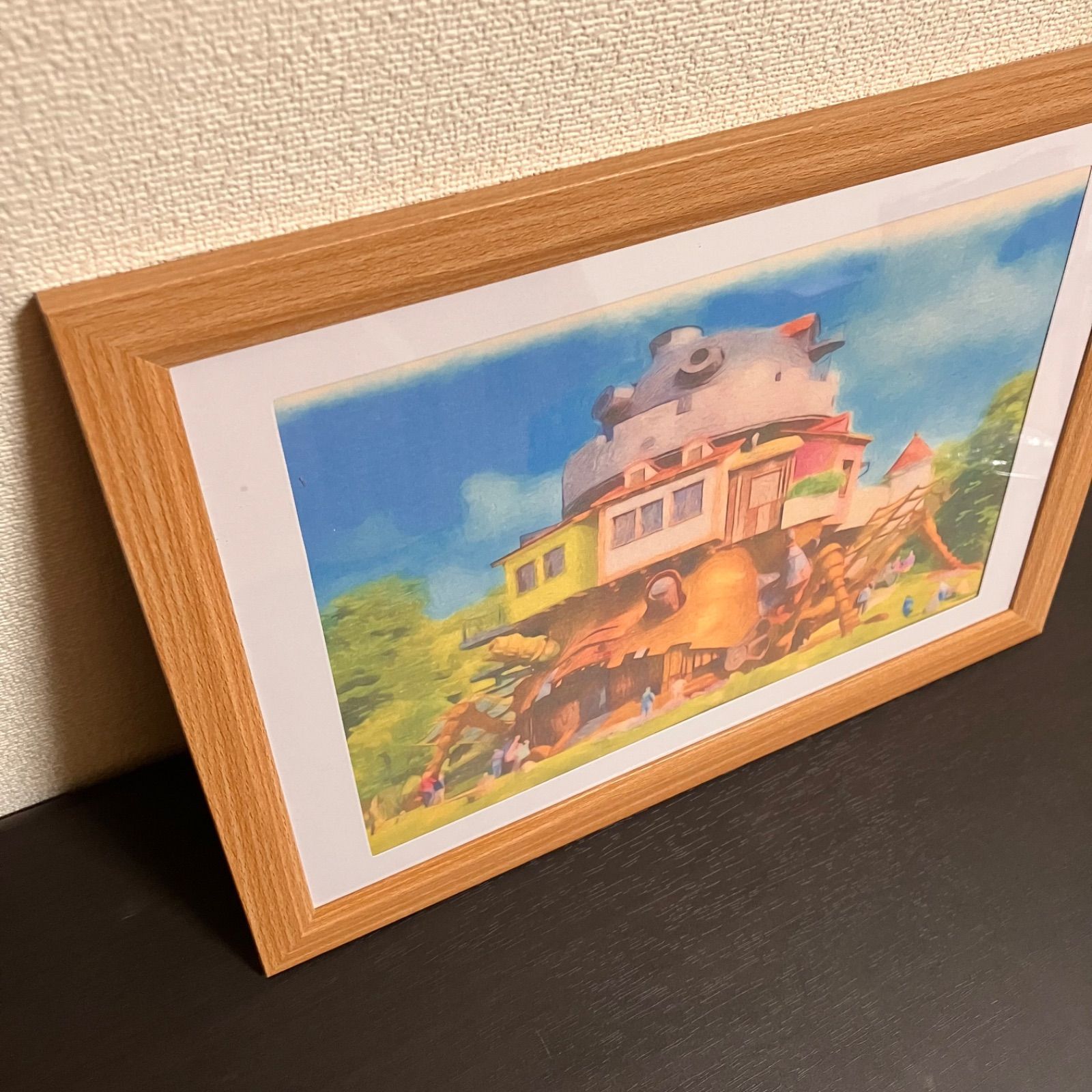 ジブリアート①ジブリパークより「ハウルの城」額装品 額縁寸法33㎝×24