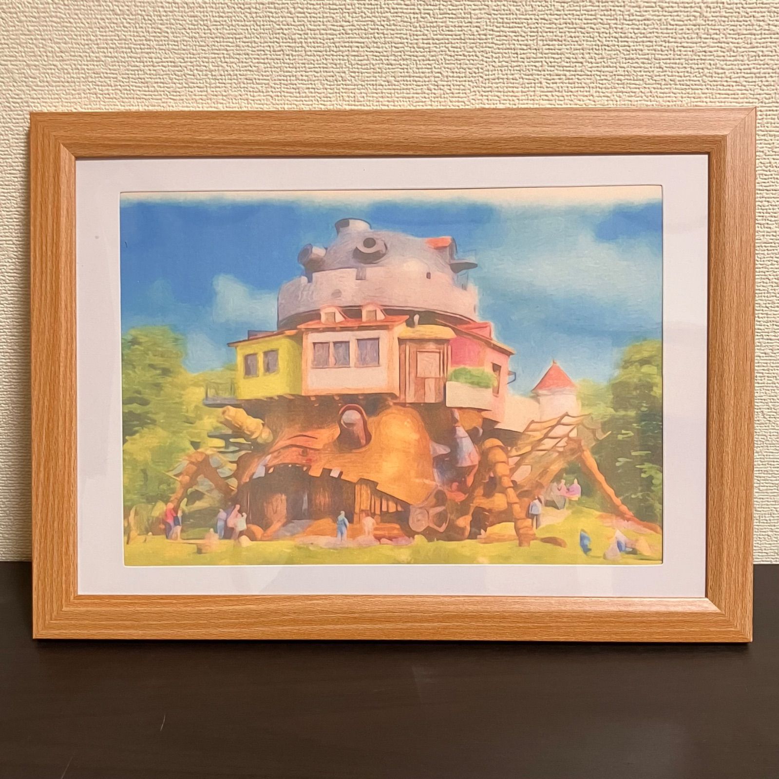 ジブリアート①ジブリパークより「ハウルの城」額装品 額縁寸法33㎝×24