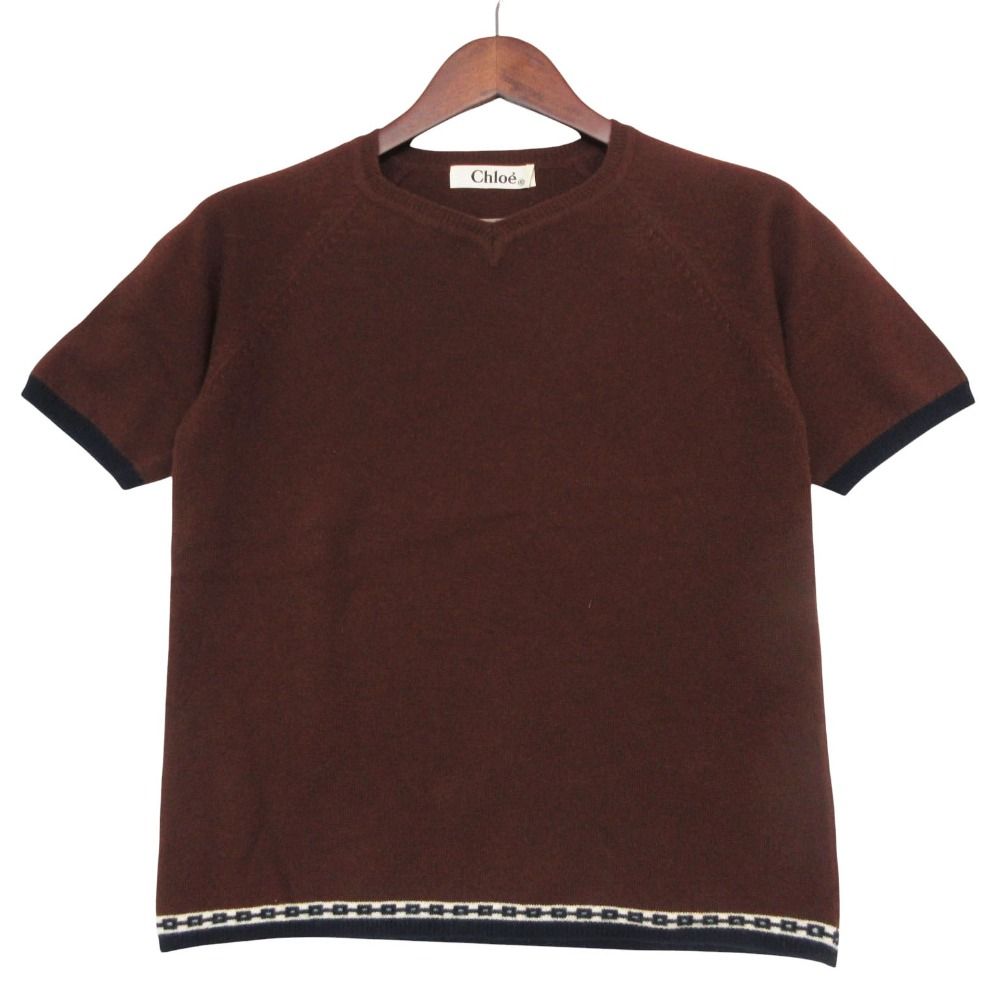 美品 Chloe クロエ ニット ウール カシミヤ 半袖 セーター プル 美品 Chloe クロエ ニット ウール カシミヤ 半袖 セーター プル