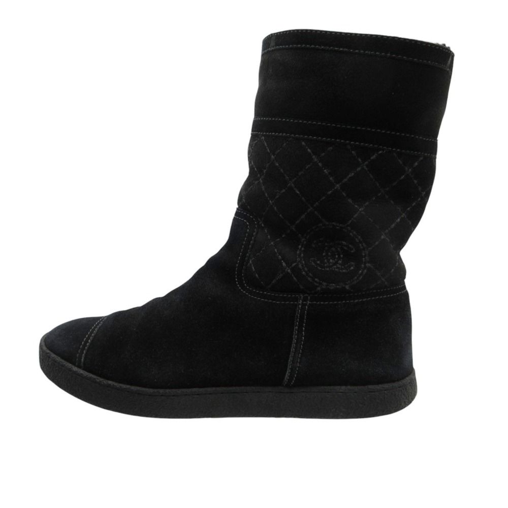 12A CHANEL シャネル ブーツ ココマーク マトラッセ ムートン 