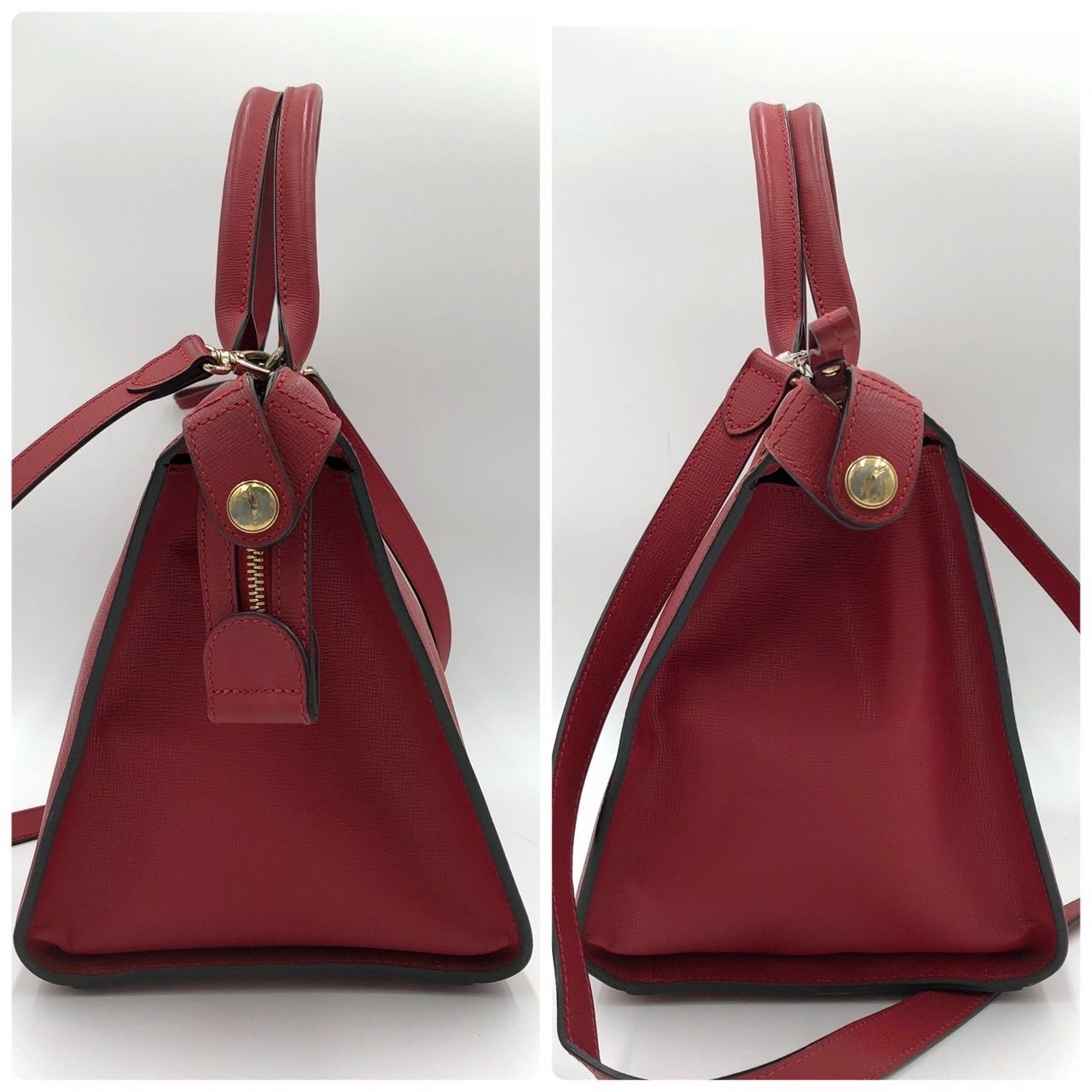 レディース 【美品】ロンシャン 2way トートバッグ レザー 赤 
