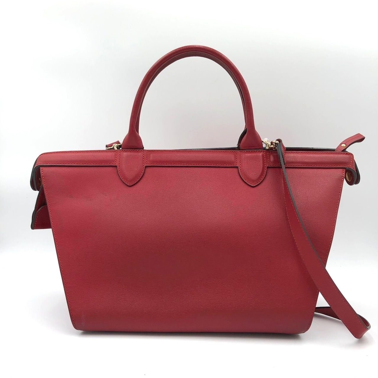 レディース 【美品】ロンシャン 2way トートバッグ レザー 赤 