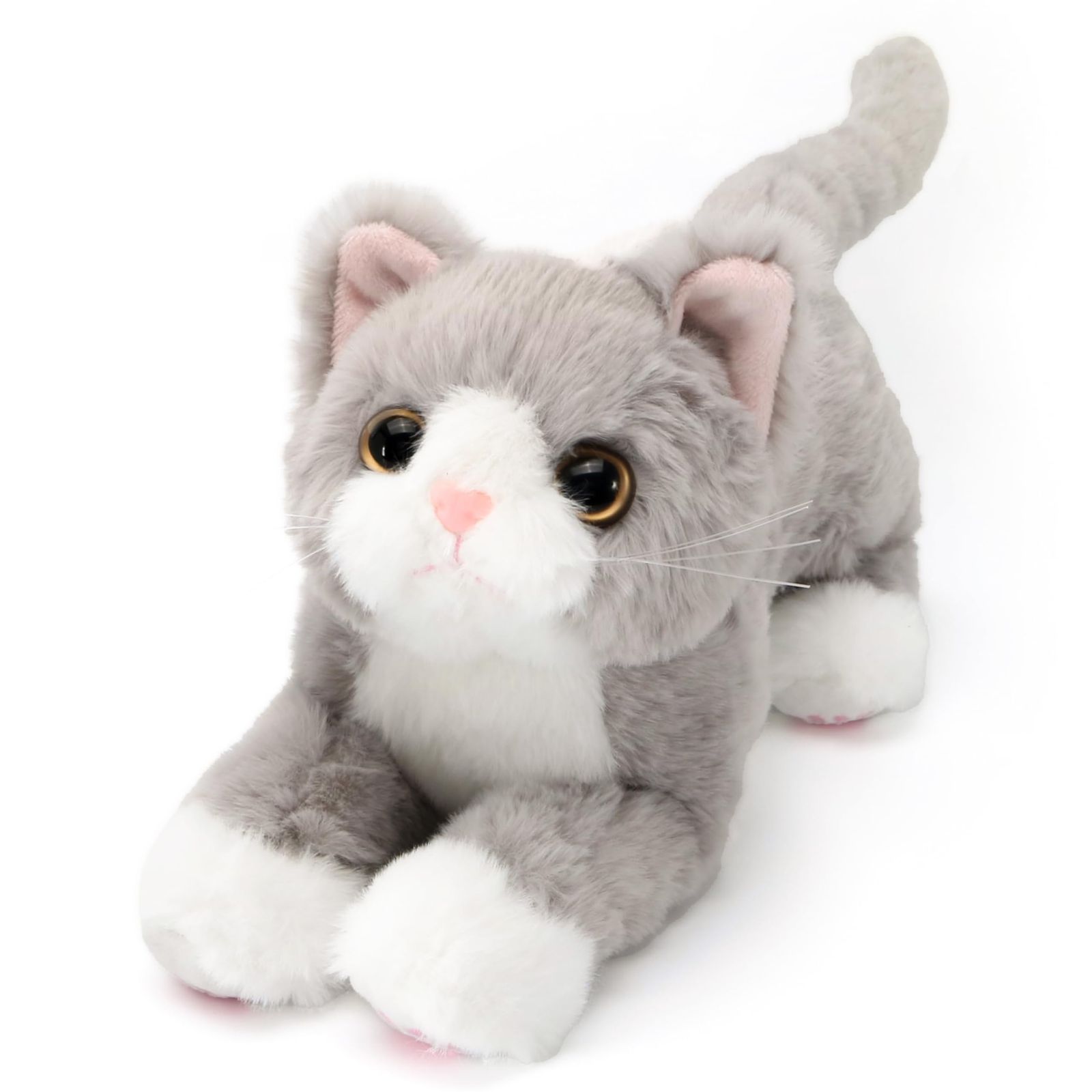 ねこ ぬいぐるみ リアル 灰白猫 抱き枕 縫いぐるみ かわいい 人形 ふわふわ 本物そっくり クッション 柔らかい 添い寝 まくら 洗濯機で洗える 子供へのギフト 誕生日 お年寄り おもちゃ プレゼント グレー 47cm