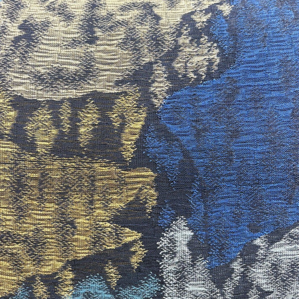 美品】 袋帯 名品 幾何学模様 金銀糸 青 全通 正絹 【中古】 - メルカリ