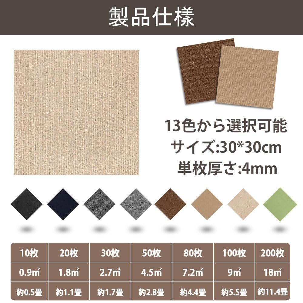 タイルカーペット ジョイントマット ペット用 厚手4mm 30*30cm 置く