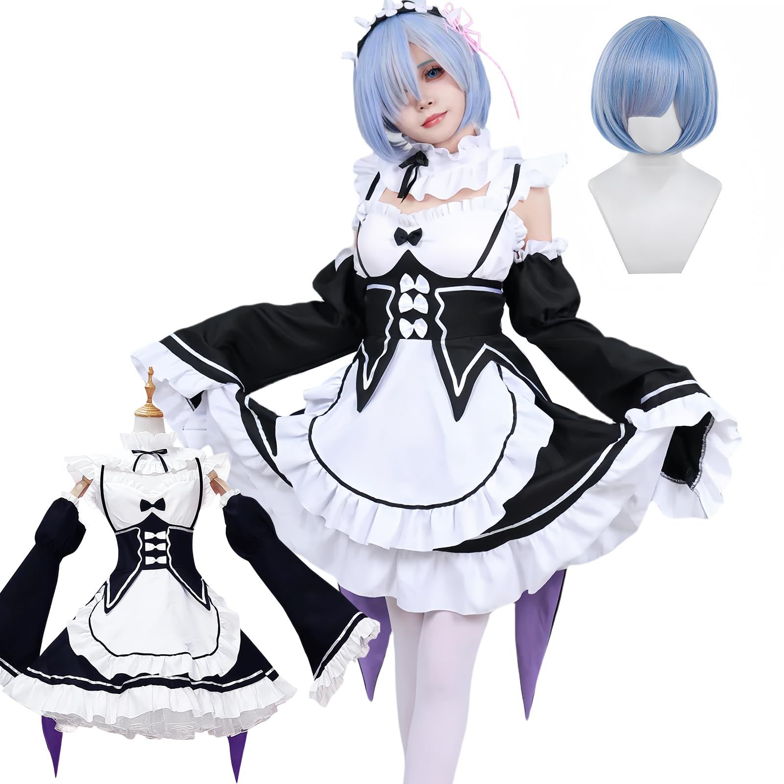 リゼロ　レム　ラム　コスプレ衣装　豪華版 乃宇撮] リゼロ コスプレ 豪華版 レム コスプレ衣装 ラム コスプレ衣装