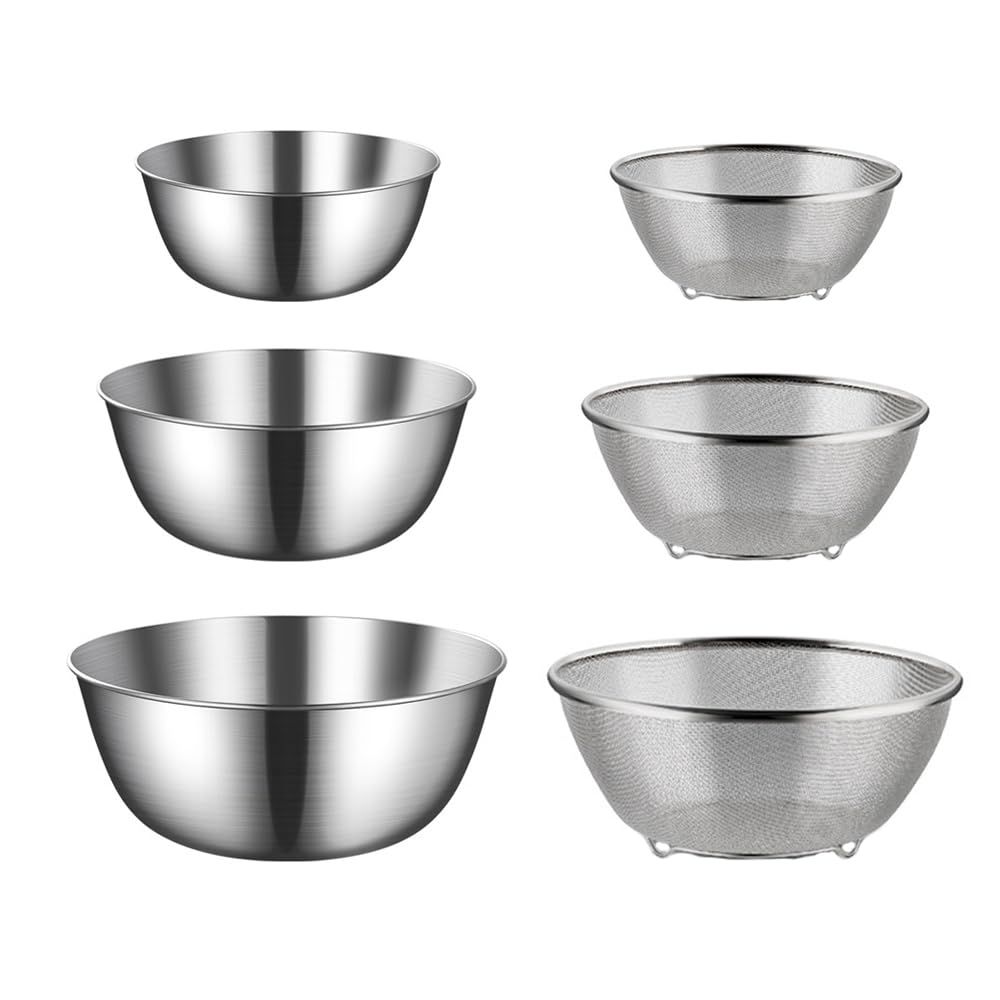 Doveja ステンレス水切りボール&ザル6点セット（ボール×3 ザル×3）パンチング加工 食洗機対応