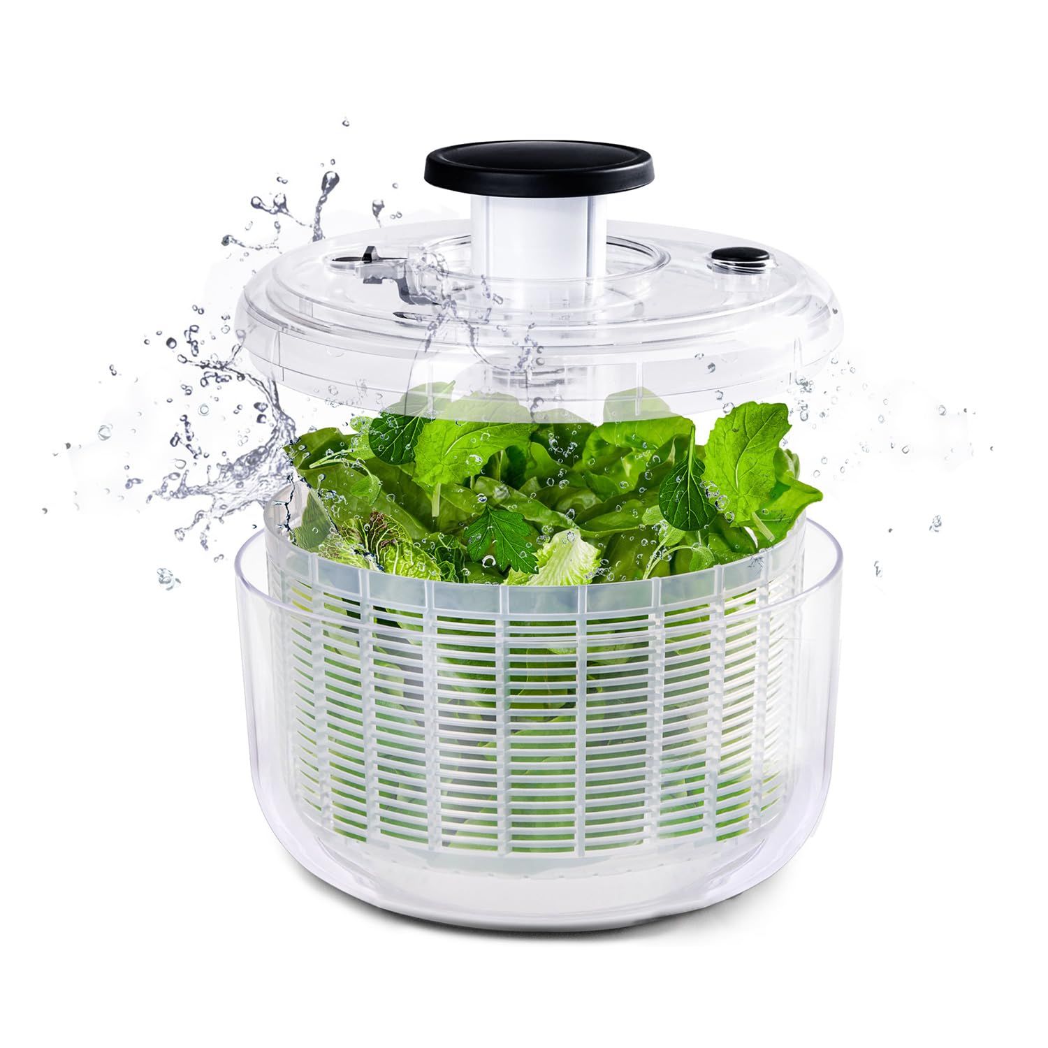 CLEAN HOUSE 野菜水切り器 サラダスピナー 食洗機対応 プッシュ式 ザル ボウル 料理 調理器具 キッチン用品 (クリア, 4.2L)