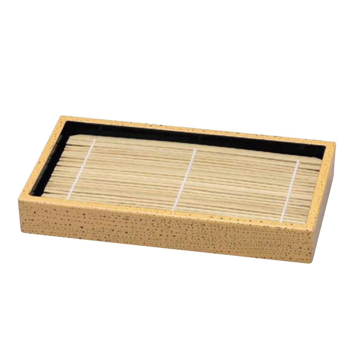 J-kitchens そば 器 ざるそば 7.7長角盛ざる(底板付)ゴマ竹 割れにくい 樹脂製 23.1×13.2×3.2cm 日本製