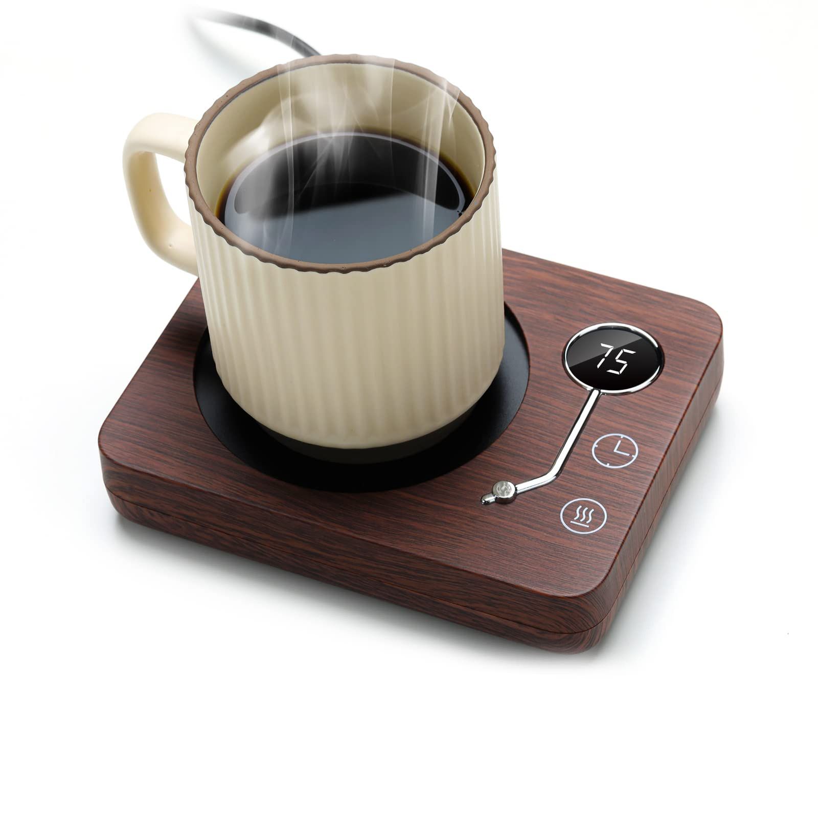 Kyerlish カップウォーマー コーヒー保温コースター マグカップウォーマー ドリンクウォーマー 3段温度設定55℃ 65℃ 75℃ 重力センサー付き 静音 自動電源オフ コップ保温 水/お茶/コーヒー/牛乳など飲み物 加熱コースター オフィス/家庭用 友