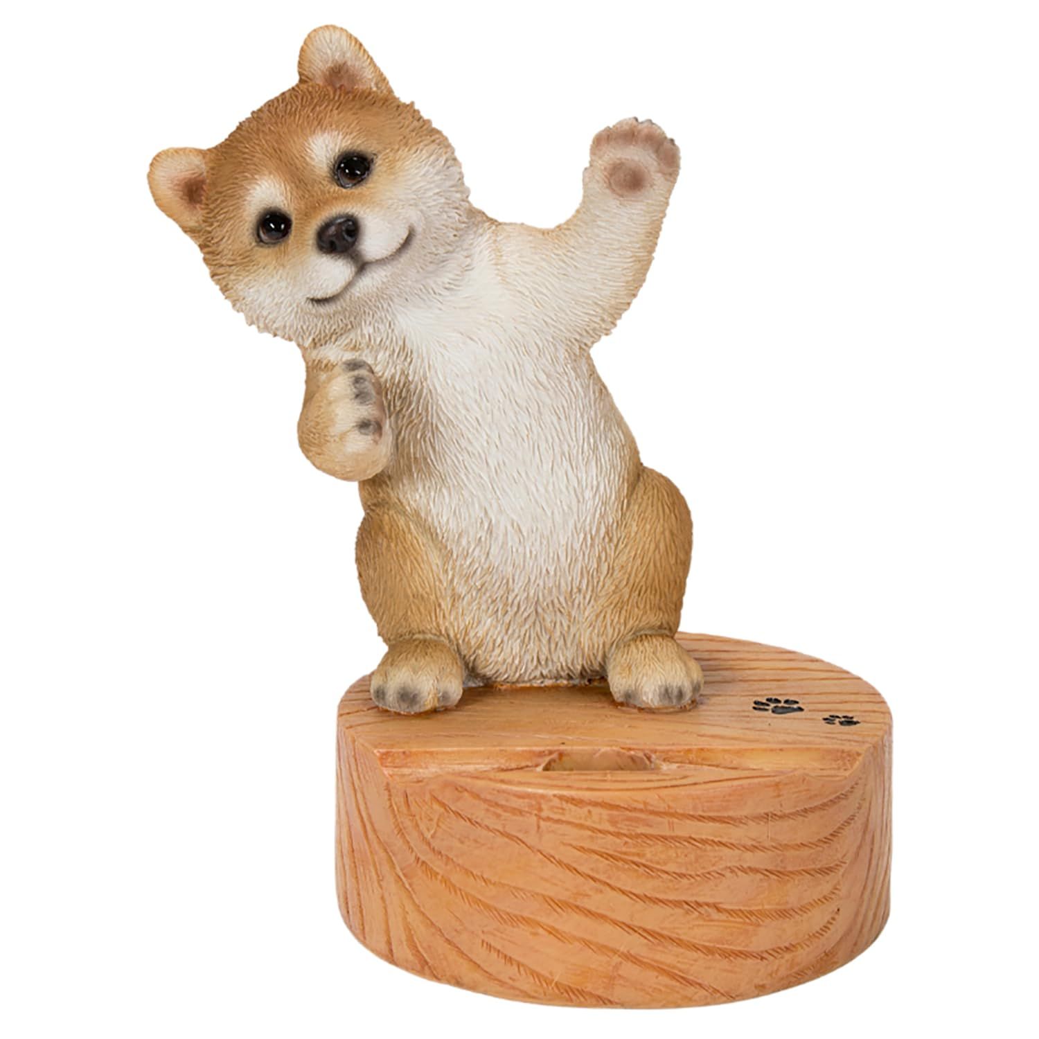 ウービア Dancing柴犬のスマホスタンド 11.7×9.8×15.2cm 人形 柴犬 フィギュア 置き物 アニマル 動物 犬 イヌ 音楽 ミュージック ダンス かわいい H20364