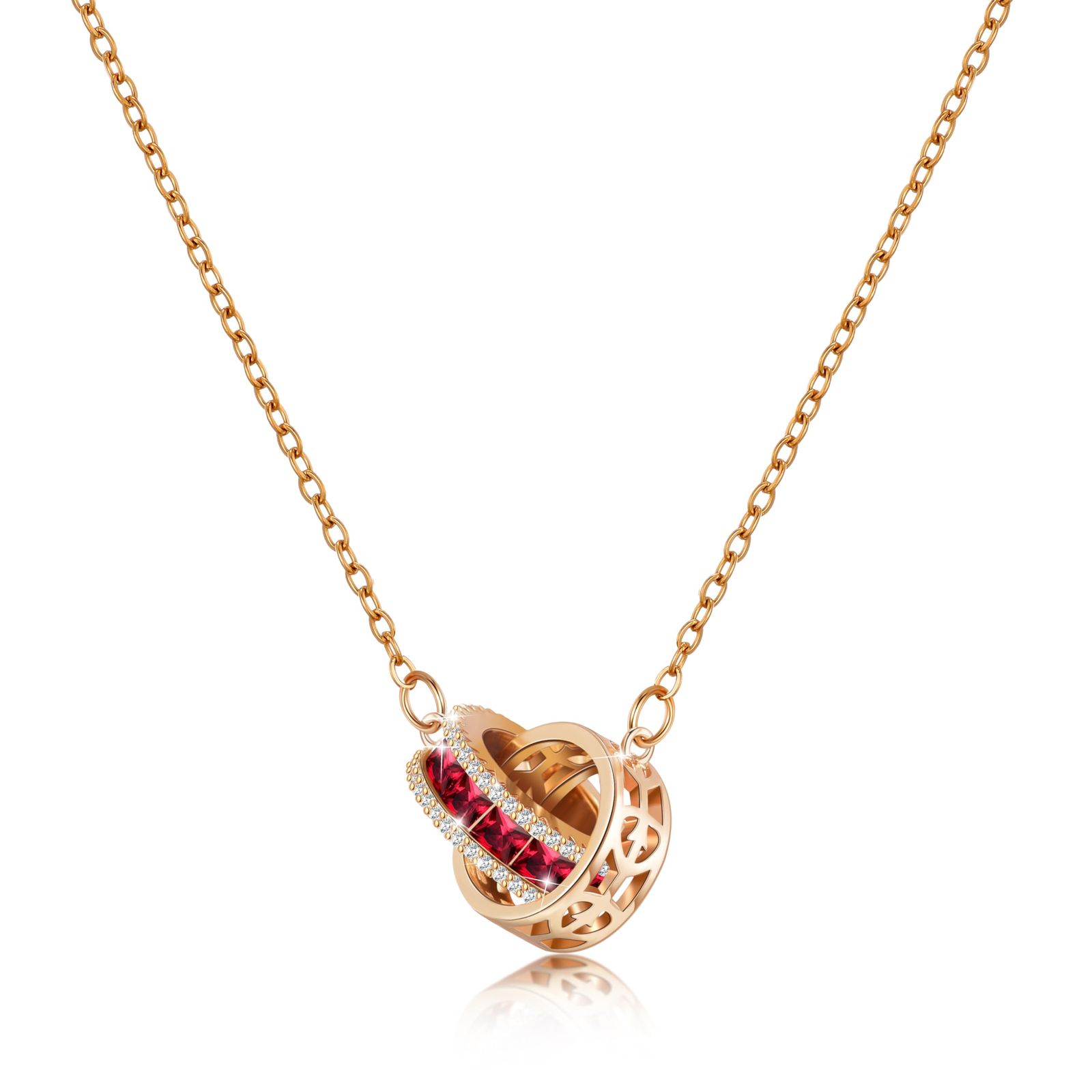 Linawe] ガーネット ネックレス ルビー レッド イミテーション 