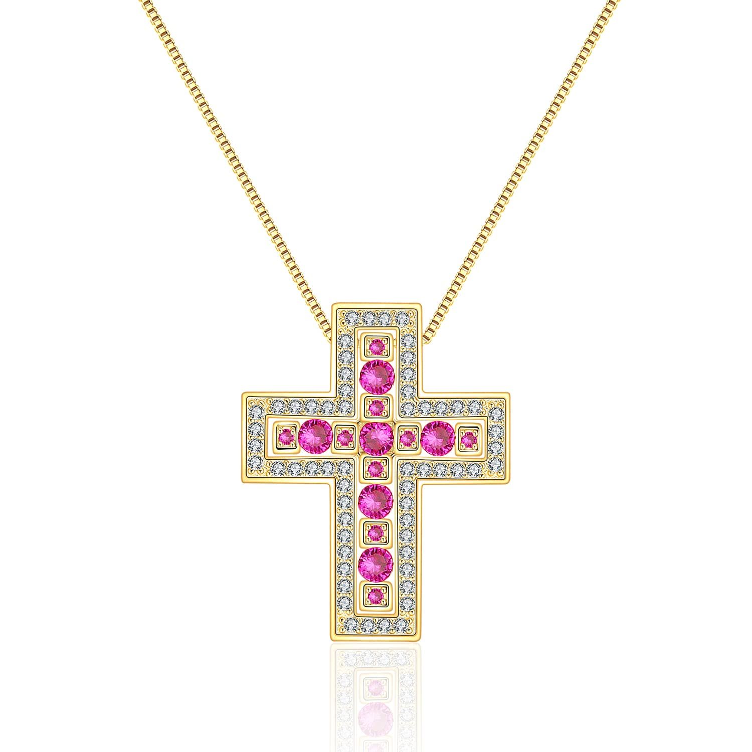 ラクリス] クロス ネックレス 国内メーカー ジルコニア ダブル 18K 