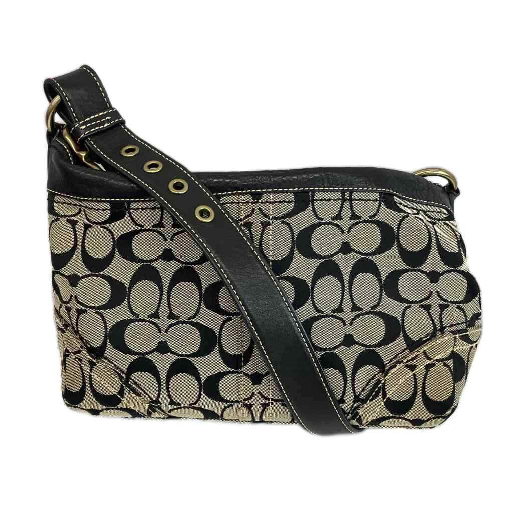 コーチ COACH ショルダーバッグ キャンバス レザー シグネチャー 黒 コーチ COACH ショルダーバッグ キャンバス レザー シグネチャー 黒