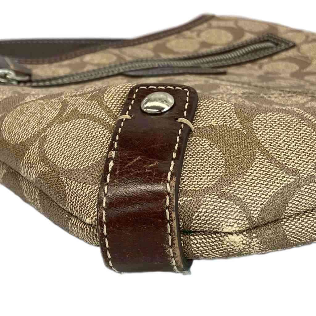 コーチ シグネチャー ショルダーバッグ F15704 ブラウン 斜め掛け PVC×レザー COACH 名斜めがけ 茶色 こげ茶 ☆ PayPay(ペイペイ)決済可能 ☆ 札幌市 豊平区 平岸 COACH（コーチ） 斜めがけショルダーバッグ ポシェット レディース