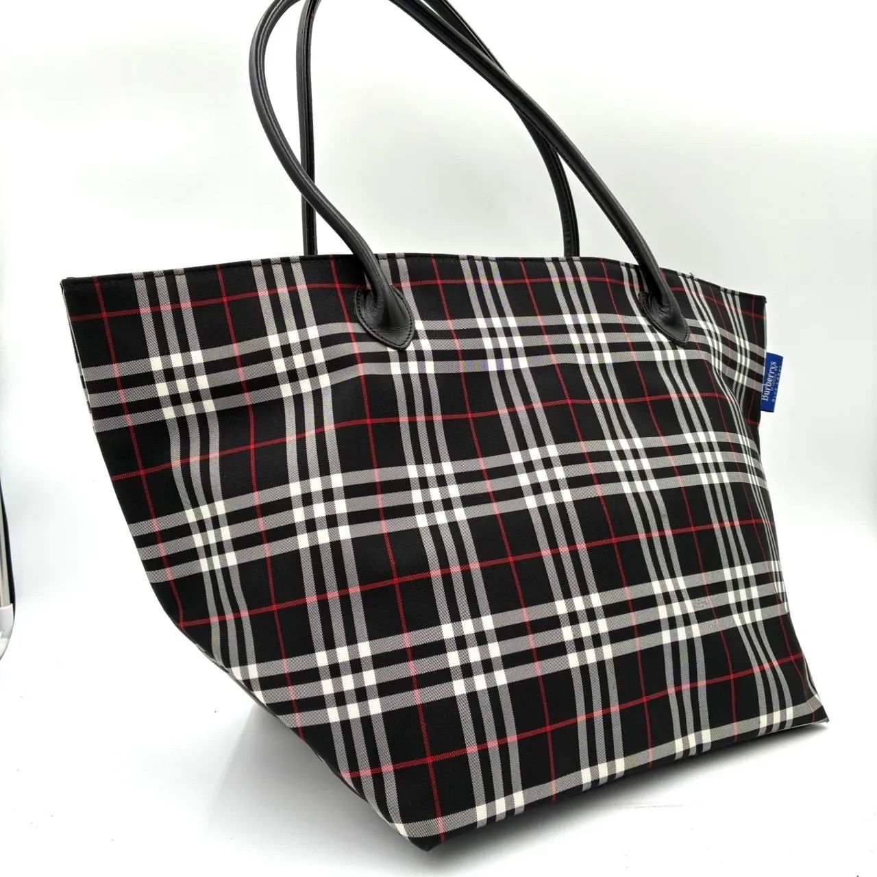 BURBERRY ブラックレーベル ノバチェック トートバッグ レザー使い 美