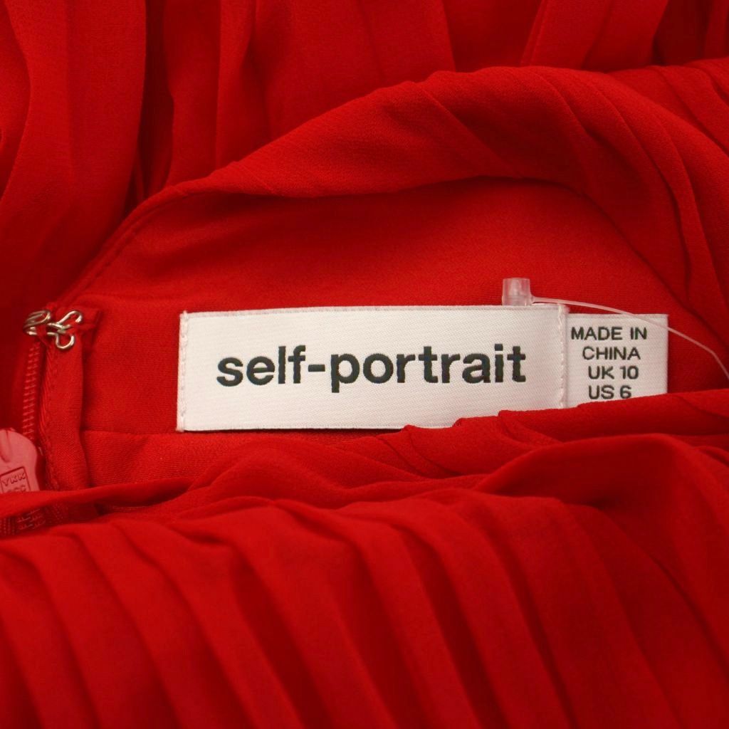 self-portrait 赤いひざ丈ワンピース US 2 セルフポートレイト self-portrait ワンピース UK10 赤 レッド ひざ丈