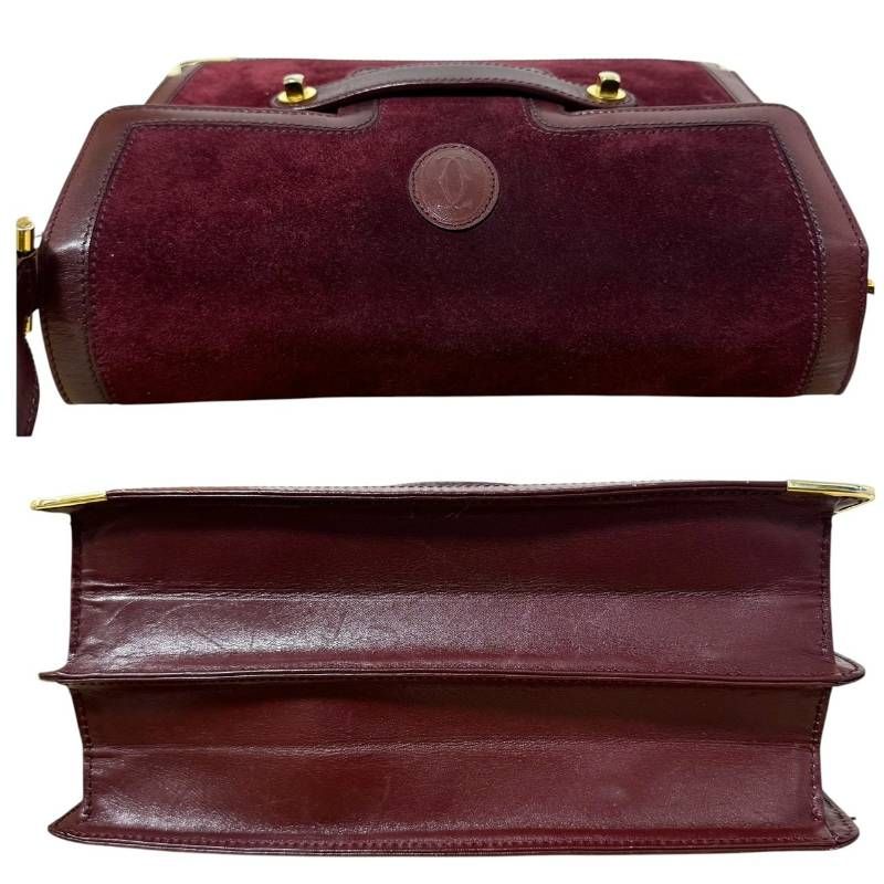 カルティエ  ショルダーバッグ  マストライン  スエード  ボルドー Cartier カルティエ☆マストライン ショルダーバッグ 斜め掛け