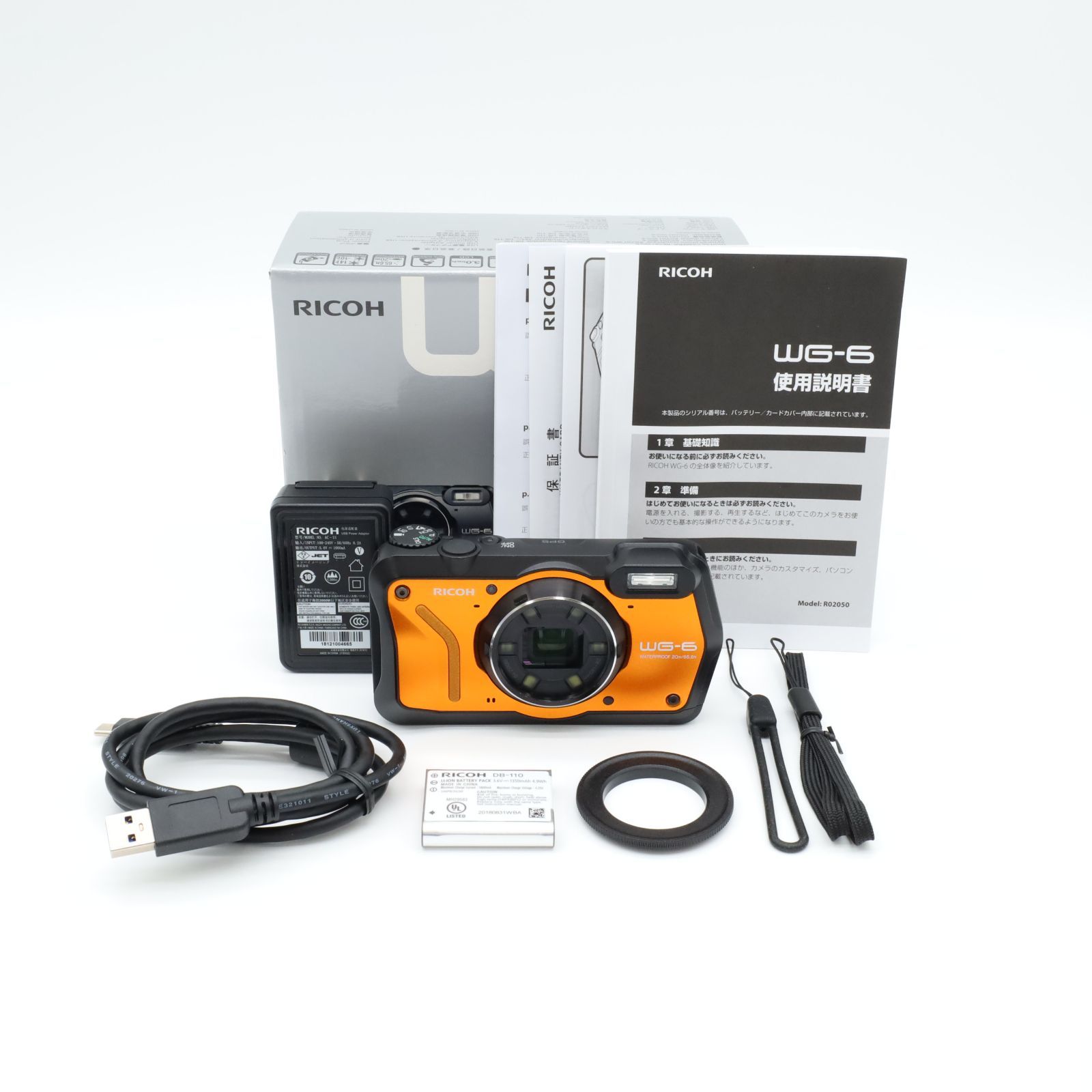 現状品 リコー コンパクトデジタルカメラ WG-6 オレンジ 充電器欠品 デジカメ 防水 耐衝撃 防塵 耐寒 RICOH 札幌市 平岸店 □美品□ RICOH（リコー） WG-6 オレンジ 防水タフコンパクトカメラ