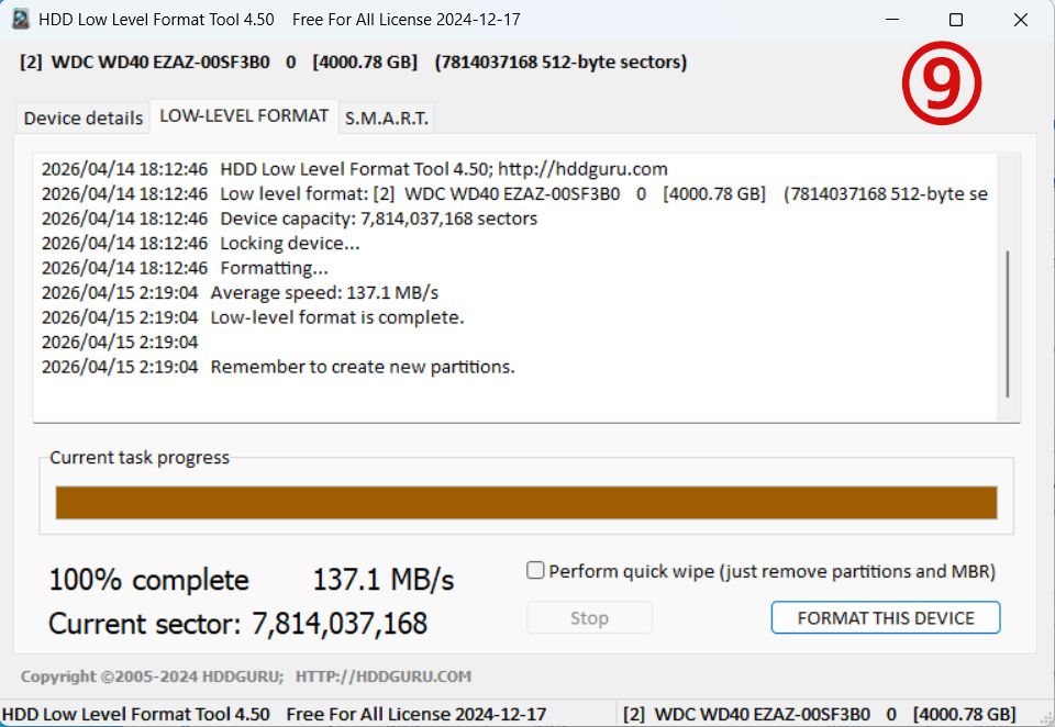 WD40EZAZ 4TB HDD 電源投入回数11回 使用時間228時間 4TB Blue HDD