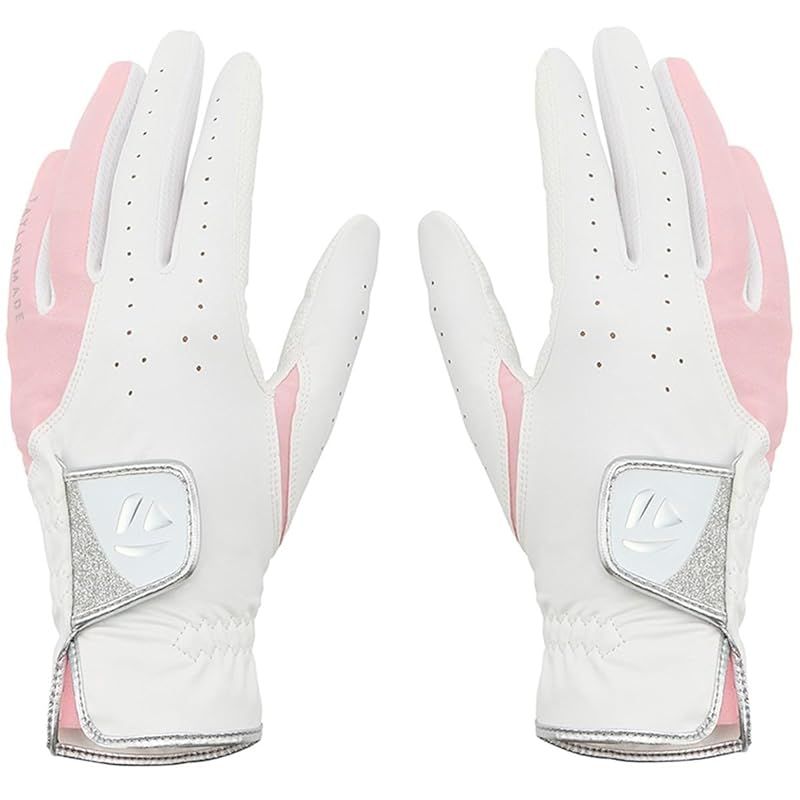 【新品】 TAYLORMADE GOLF(テーラーメイドゴルフ) ルミナフィット グローブ ペア ホワイト/ピンク サイズ : 18cm レディース ゴルフ用グローブ TL938 26SS 1