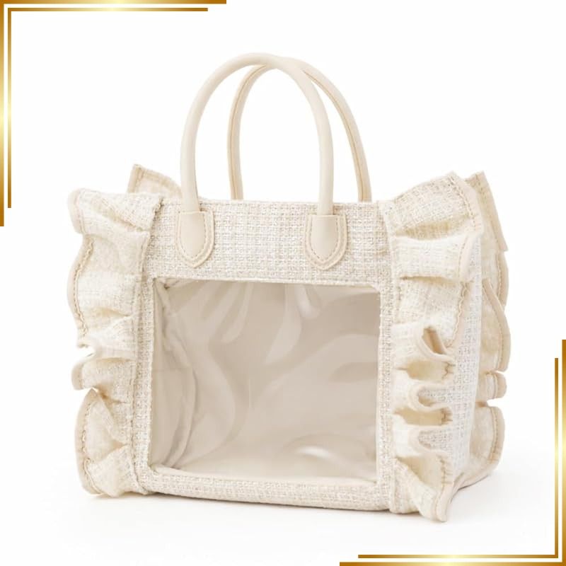 【新品】 [Riridear] 【リリディ公式】推し活バッグ 痛バ 痛バッグ ツイード ハンドバッグ ぬいまど付き (アイボリー) 0