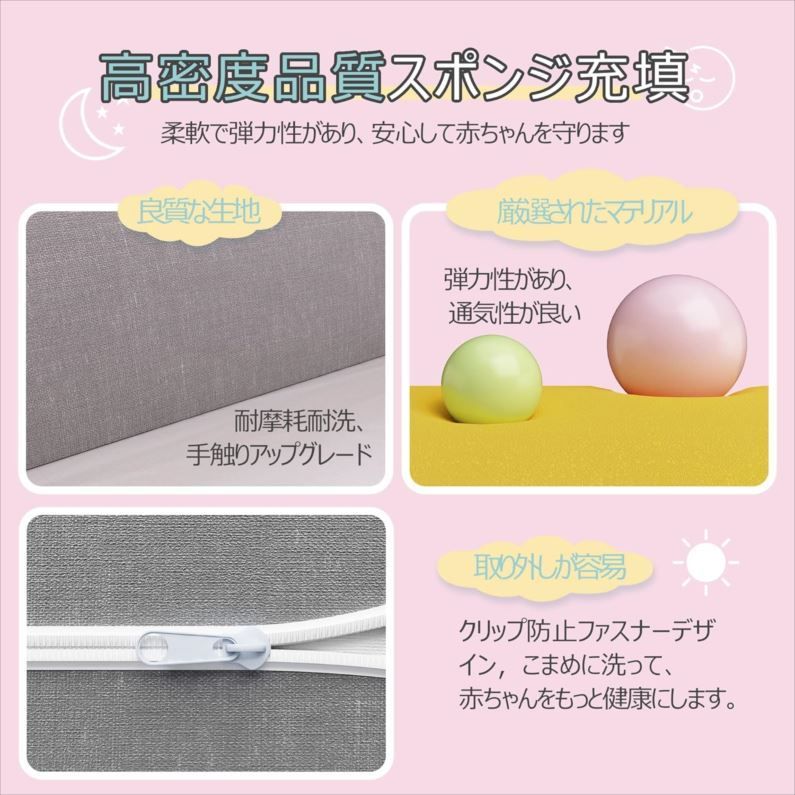 E4368◇未使用 Edenplaykey ベッドガード グレー 2m×1点 赤ちゃん