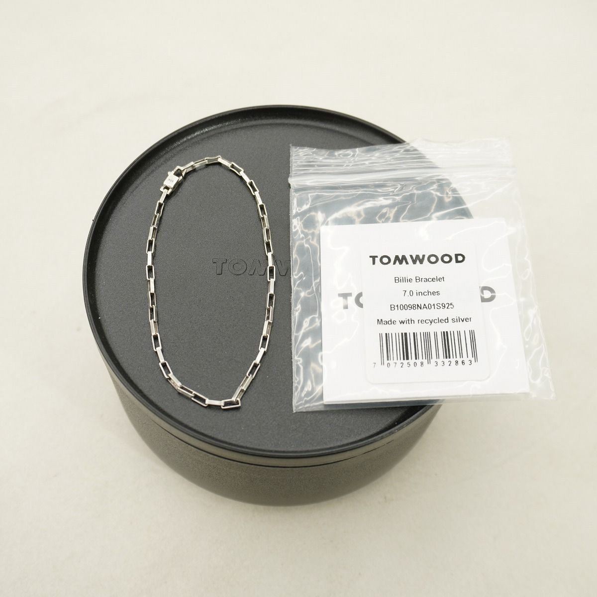 美品 TOMWOOD トムウッド Billie Bracelet 7.0 スクエア チェーン 
